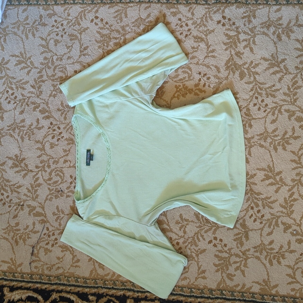 Green wild fable crop top with lace